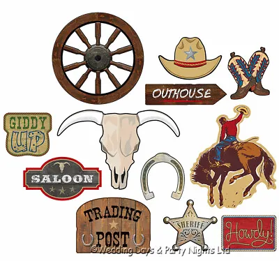 12 Wild West Mexican Cut-Out Scene Setter Cowboy Rodeo Birthday Party Wall Decor • £5.98