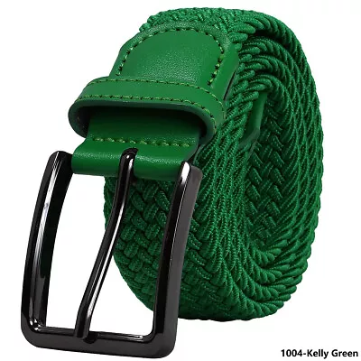 Falari Black Buckle Elastic Braided Stretch Belt Mens Golf Casual Jeans Belts • $9.99