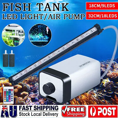 LED Aquarium Light Submersible Underwater Air Bubble RGB Light FishTank Air Pump • $21.99