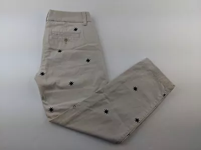 J Crew Scout Women Size 0 Beige Crop Pants Khaki With Embroidered Blue Starburst • $16.14