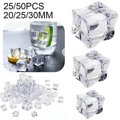 £13.72 • Buy 25/50Pcs Artificial Acrylic Ice Cubes Decor Fake Ice Cubes For Photograph Party