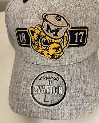 Michigan Wolverines Stretch  Fit  Gray Zephyr Men's Hat Large • $26.98