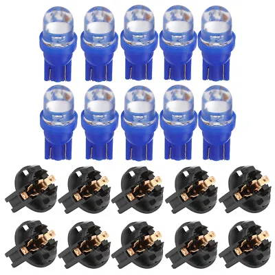 10* Blue T10 194 LED Bulbs For Instrument Gauge Cluster Dash Light W/ Sockets US • $6.99