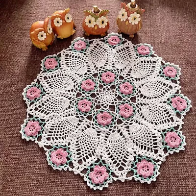 17  Vintage Hand Crochet Lace Doily Round Table Topper Mats Flower Tablecloth • $16.19