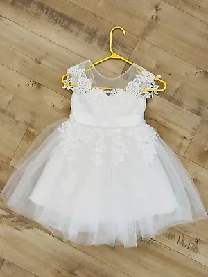Flower Girls White Dress Baby Party Bridesmaid Wedding Pageant Formal Size 4-5Y • $34.99