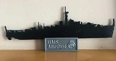 £10.99 • Buy Royal Navy HMS Amethyst Silhouette Memorial, Desktop Ornament, Veteran Present