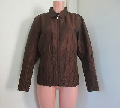 Ubu Reversible Brown/black  Full Zipper Front Crinkle Long Sleeve Jacket Sizexl • $30