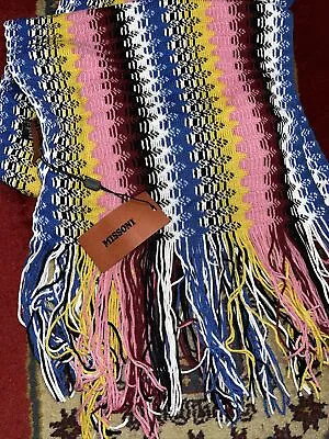 NWT MISSONI Multicolor Wool Blend ZIG ZAG Knit 12x84 Scarf  ITALY New • $63.75