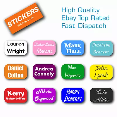 45 Personalised School Stickers Kids Name Vinyl Stick On Waterproof Rectangular • £2.49