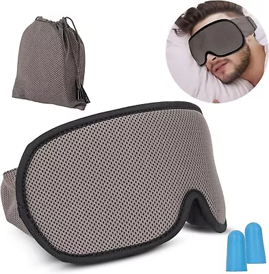 3D Sleeping Eye Mask With Earplugs 100% Light Blocking Sleep Mask For Men Women • $9.99