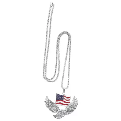 Eagle Necklace Eagle Pendant Gift Men Jewelry Cool American Flag Eagle Necklace • £5.35