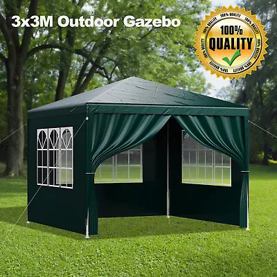 3x3 Gazebo Garden Marquee Awning Beach Party Camping Tent Canopy + Sides Outdoor • £51.49