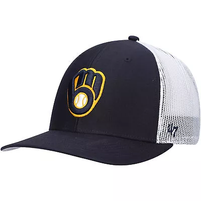 Men's '47 Navy/White Milwaukee Brewers Primary Logo Trucker Snapback Hat • $23.99