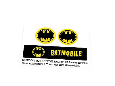 CUSTOM STICKERS For 1978 MEGO Batmobile ' Comic Action Heroes ' + Bonus • $6.42