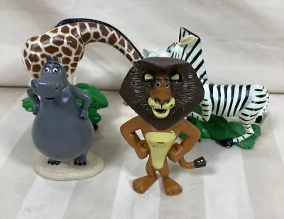 MADAGASCAR DecoPac Cake Toppers 4 PVC Figures Alex-Lion Hippo Giraffe Zebra • $10.99