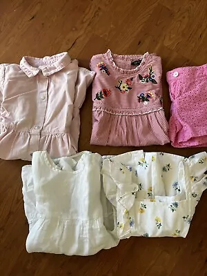 Zara Janie And Jack Lot Girls Clothes Summer Dresses Cotton Pink White Size 4 -5 • $24.50