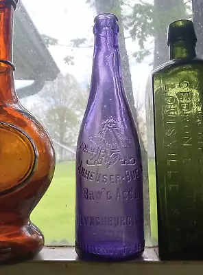 Lynchburgva Anheuser Busch Brw'g Ass'n Eagle Hand Blown Early 1900 Beer Bottle • $55