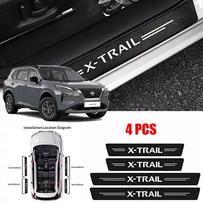 4X For Nissan X-TRAIL Door Sill Plate Protector Scuff Carbon Fiber Stickers • $17.99