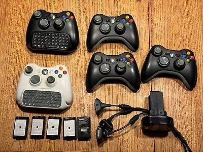 LOT Of Xbox 360 Controllers Accessories Microsoft Black White Chatpad Keyboard • $69.99