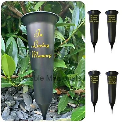 Memorial Plastic Black Flower Vase Grave Crem Spike Vase Pot Remembrance Tribute • £6.95