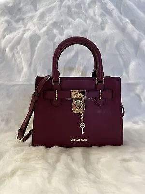 Michael Kors Hamilton Small Leather Satchel + Dust Bag- Mulberry • $138