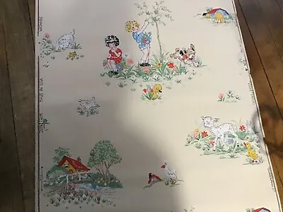 Vintage WONDERFUL Children’s Wallpaper Roll From The 30s. Vogue Paper USA Made • $39.99