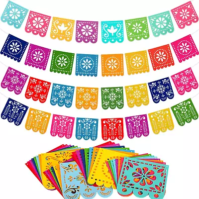 4 Mexican Fiesta Party Decorations Banners Felt Cinco De Mayo Decorations Banne • $18.97