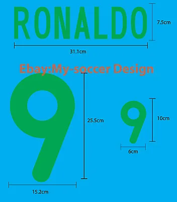 RONALDO #9 Brazil Home 2000-02 PU NAME NUMBER PRINT • $6.15