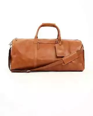 Monogrammed Leather Travel Duffle Bag Gym Genuine Leather Weekender Bag 24 In • $220