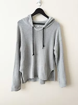 T By Alexander Wang Knit Hooded Sweater Cotton Pullover Hoodie Gray Medium $395 • $26.99