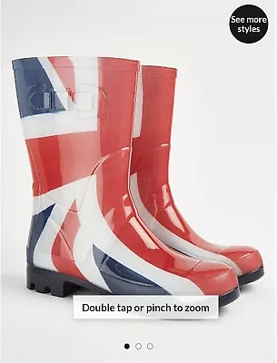 Union Jack Printed Wellingtons Boots • £30