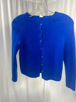 J.Crew Cropped Blue Cashmere Button Closure Knit Cardigan Size XS/S • $38.99