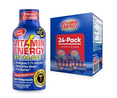 (24 Pack) Vitamin Energy® B12 14000% Acai Energy Shots Clinically Proven • $49.95