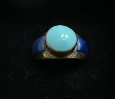 Native American Lazuli Design Lapis And Turquoise Ring - Size 10 Signed Stamped • $70