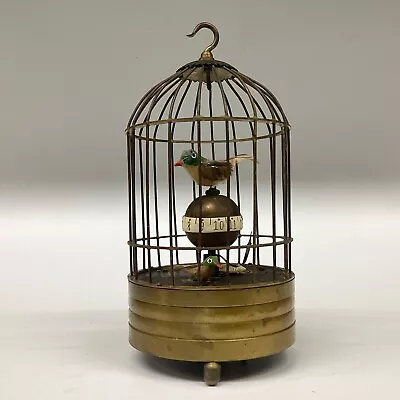 Vintage Automaton Bird Cage Mechanical Clock With 2 Moving Birds & Alarm • $174.24