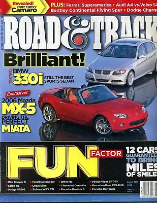 Road & Track August 2005 BMW 330i MX-5 Miata Audi A4 Vs Volvo S40 • $3.95