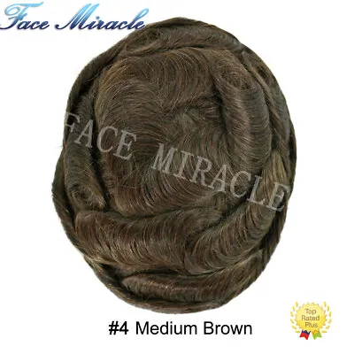 Mens Toupee Human Hair Replacement Durable Skin PU Injected System Wig For Men • $99.99