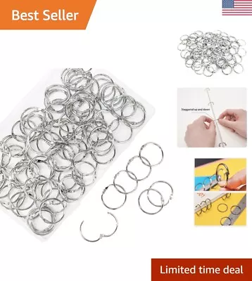 1-Inch Metal Book Rings - 100 Pack - Nickel Plated Steel Key Rings For School • $15.99