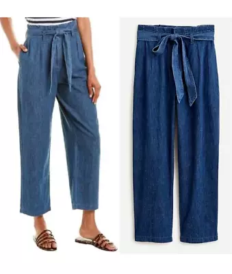 NWT J.Crew PAPER-BAG PANT In CHAMBRAY HIGH RISE WIDE LEG LIGHTWEIGHT DENIM SZ 4 • $39.99