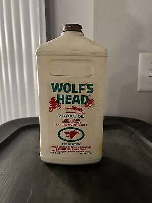 Vintage Snowmobile Outboard Motorcycle Oil Can Bottle Wolf’s Head  • $20