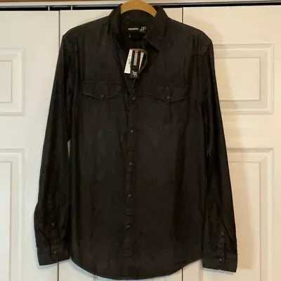 J. Ferrar Black Denim Look Cotton Button Down Shirt Small New • $19.99