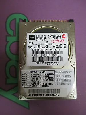 Toshiba 40GB IDE 2.5  Laptop Hard Disk Drive HDD MK4025GAS (I135-C) • £28.39