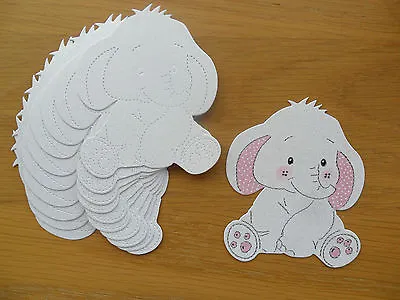 Luxury Cute Lellii Elephant Die Cuts - White Shimmer Card - For Baby Cards Etc  • £1.80