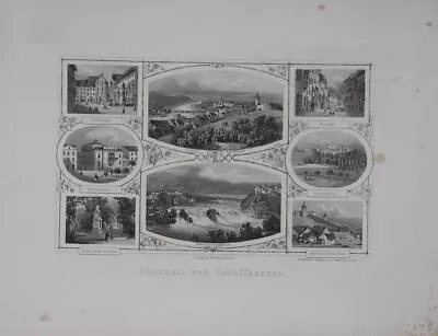 Souvenir Sheet From Schaffhausen With 8 Views Steel Engraving Approx. 1850 • $26.73