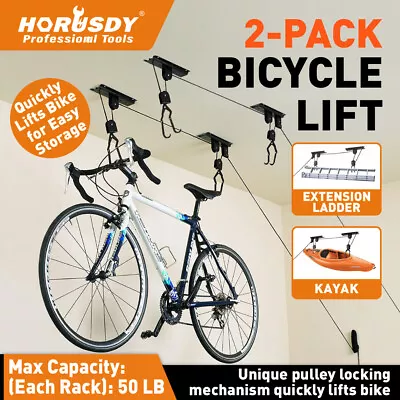 2-Pairs Kayak Hoist Pulley System Ceiling Bike Lift Garage Storage Rack 50LB /EA • $37.04