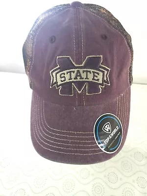 Mississippi State Bulldogs Mesh Snapback Trucker Hat Brown NWT USA Flag • $19.21