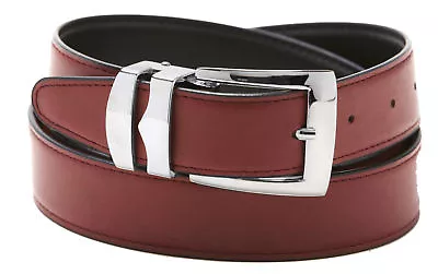 Men's Belt Reversible Bonded Leather Belts Silver-Tone Buckle Over 20 Colors • $17.95