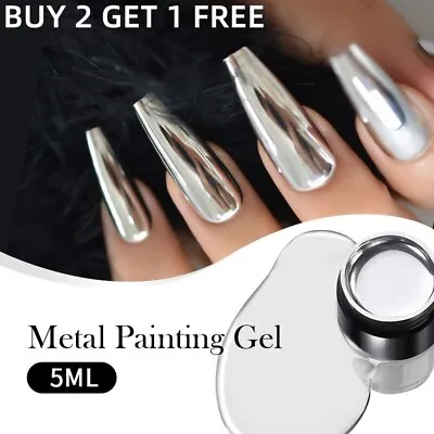 BORN PRETTY Metallic Painting Nail Gel Polish Silver Mirror Glitter Manicure Gel • $2.97