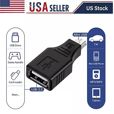 USB 2.0 Mini B 5-pin Male To Type A Female Adapter Converter Connector New US • $3.75