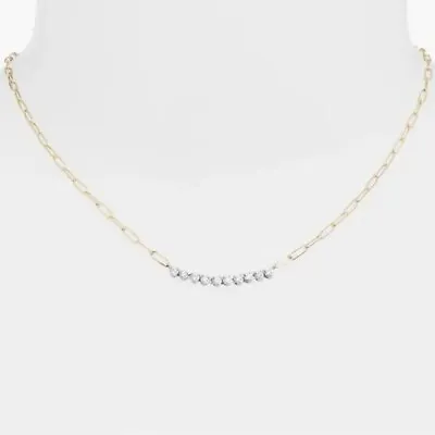 Meira T Mini Riviera Diamond Paper Clip Necklace • $1250